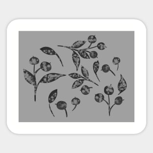 Winter snow-covered berries. Hand drawn watercolor blueberries and leaves clipart on grey background. Perfect for greeting card, postcard, poster, logo, textile, fabric, packaging, wrapping paper. Sticker